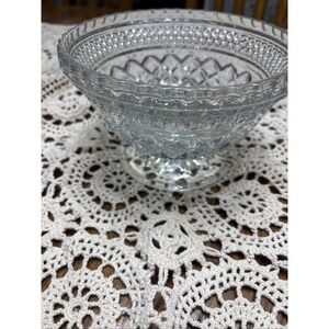 Wexford Anchor Hocking Footed Pedestal  Cut Glass Candy Nut Dish Bowl‎ Retro Vtg